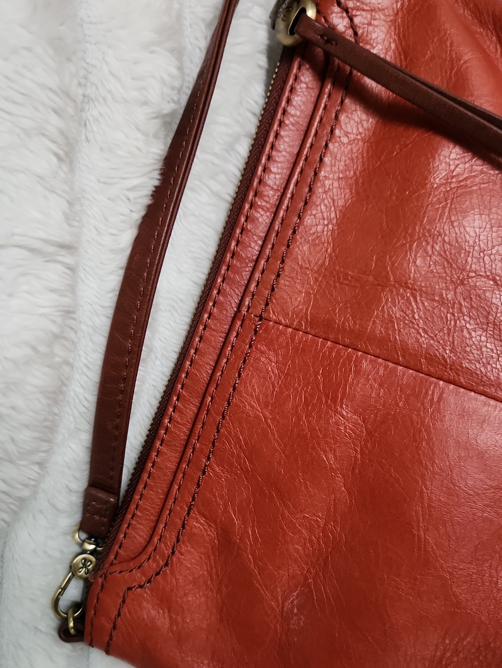 Rust Orange Leather Wristlet/ Clutch/Shoulder Bag - Picture 2 of 15